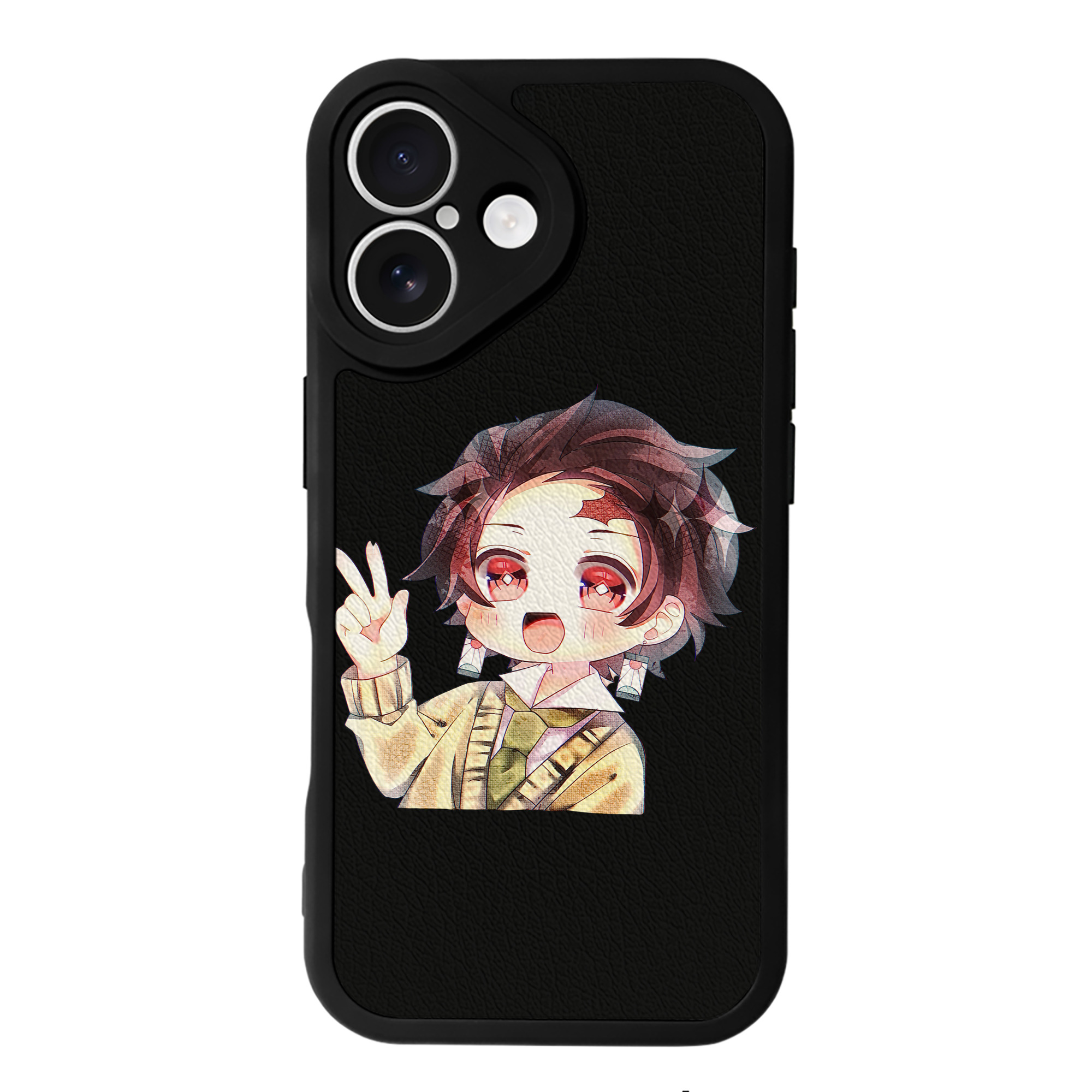 （画像用） 鬼滅の刃 竈門 炭治郎／かまど たんじろう Kamado Tanjirou 【iPhone 16シリーズ対応】シリコンスマホケース（レザー調） 材質：シリコン